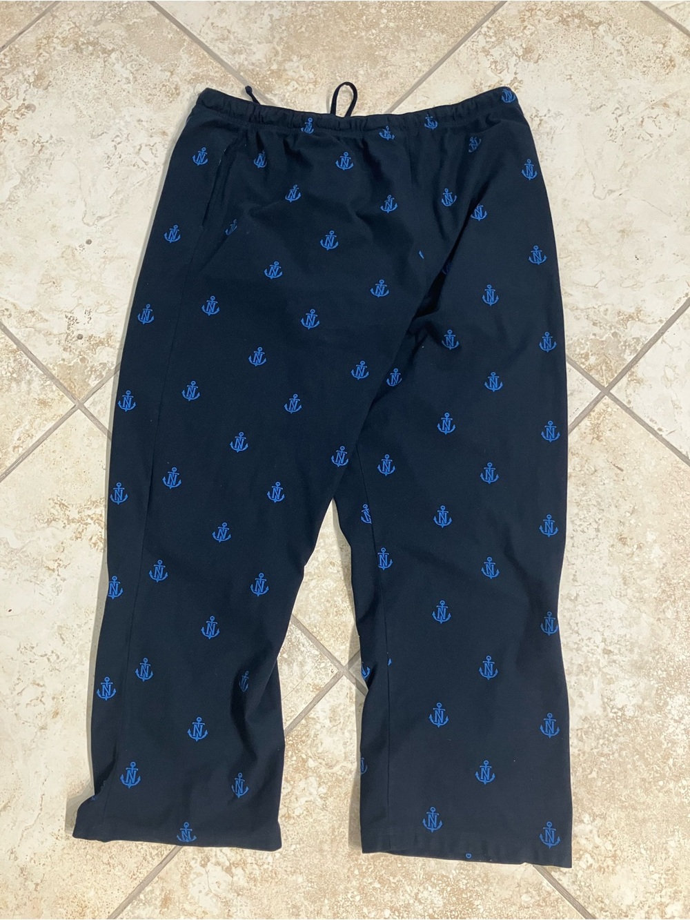 Nautica Black Sweatpants with Blue Anchor Print - Picture 2 of 3